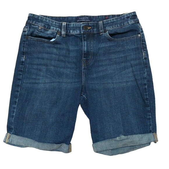 Talbots Pants - Talbots Bermuda Jean Shorts Dark Wash Womens 34" Waist Distressed Simply Flatter